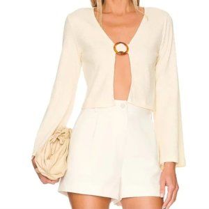 🏷NWT: Callahan Vera Ribbed Knit Cropped Cardi in Creme Size Extra Small